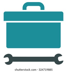 Toolbox Vector Icon. Style Is Bicolor Flat Symbol, Soft Blue Colors, Rounded Angles, White Background.