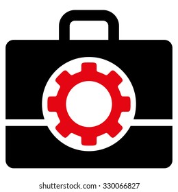 Toolbox vector icon. Style is bicolor flat symbol, intensive red and black colors, rounded angles, white background.