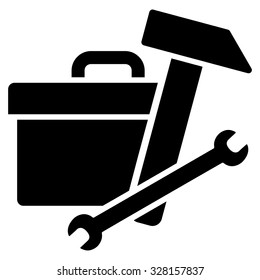 Toolbox vector icon. Style is flat symbol, black color, rounded angles, white background.