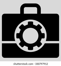 Toolbox vector icon. Style is flat symbol, black color, rounded angles, light gray background.