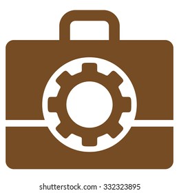 Toolbox vector icon. Style is flat symbol, brown color, rounded angles, white background.