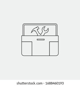 toolbox vector icon with wrench and hammer tools inside