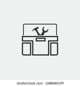 toolbox vector icon with wrench and hammer tools inside