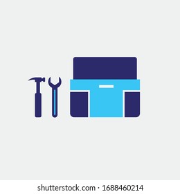 toolbox vector icon with wrench and hammer equipment