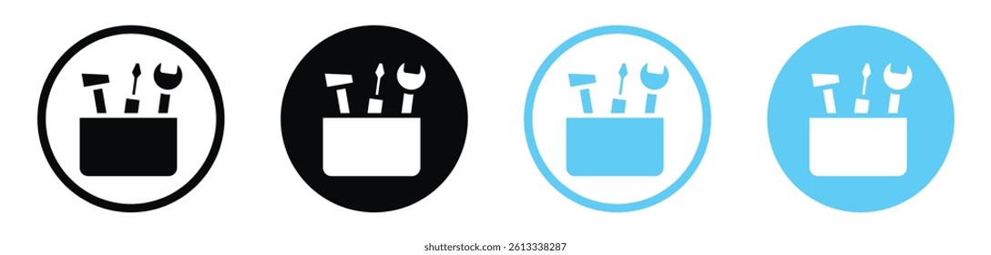 Toolbox vector icons in black and blue colors