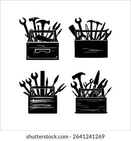Toolbox vector illustration set hand tools collection for repair and construction work equipment concept 100