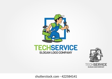 Toolbox Vector Logo Template. Tech Service Vector Logo Cartoon. Handyman Services Emblem for Your Company.