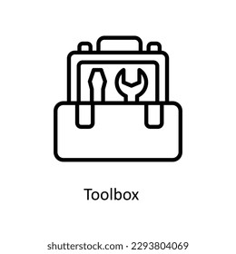 Iconos de contorno del vector de caja de herramientas. Material gráfico simple