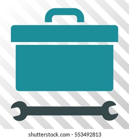 Toolbox vector pictograph. Illustration style is flat iconic bicolor soft blue symbol on a hatched transparent background.