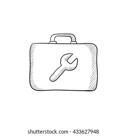 Icono de esbozo vectorial del cuadro de herramientas aislado en el fondo. Icono del Cuadro de herramientas dibujado a mano. Icono de esbozo del cuadro de herramientas para infografía, sitio web o aplicación.