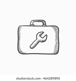 Toolbox vector sketch icon isolated on background. Hand drawn Toolbox icon. Toolbox sketch icon for infographic, website or app.