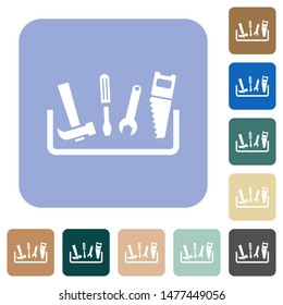 Toolbox white flat icons on color rounded square backgrounds
