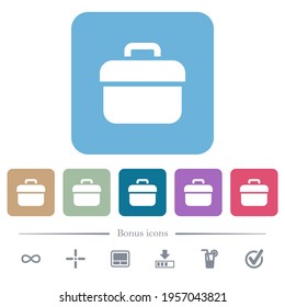 Toolbox white flat icons on color rounded square backgrounds. 6 bonus icons included