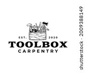Toolbox Wooden Craftman Drawing Logo Vintage Vector Illustration Template Icon Design 