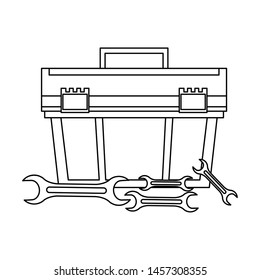 Toolbox and wrench repair equipment vector illustration graphic design