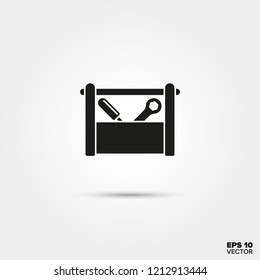 Cuadro de herramientas con icono de glifo vectorial de llave y destornillador