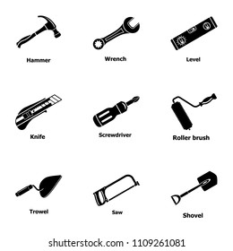 Tooling icons set. Simple set of 9 tooling vector icons for web isolated on white background