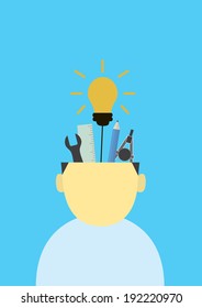 tooling on your head,vector cartoon