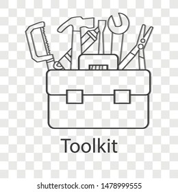 Toolkit box icon on transparency background. Vector illustration.