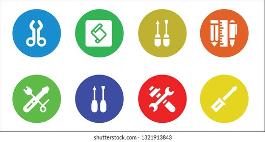 toolkit icon set. 8 filled toolkit icons.  Simple modern icons about  - Tool, Screwdriver, Extend script toolkit, Tools