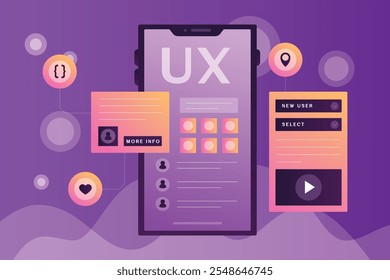 Concepto de creador de escena de UX de la interfaz de usuario de Toolkit. Desarrollo de interfaz de usuario para aplicación móvil en smartphone. Experiencia de usuario o software. Archivos de Vector de UI UX