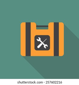 Toolkit,toolbox flat icon with long shadow. Bector illusttration EPS10