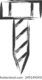 Tool-related brush-drawn single item illustrations screws
