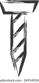 Tool-related brush-drawn single item illustrations screws