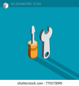 Tools 3D Isometric Web Icon
