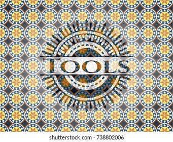 Tools arabesque style emblem. arabic decoration.