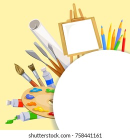 Tools Artist Background. Vector Illustration