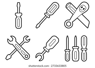 Tools assortment with happy face screwdriver wrench