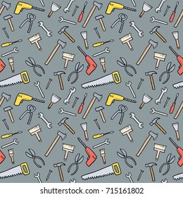 Tools background - seamless texture. DIY and woodworking tools vector.