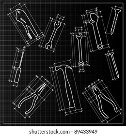 tools background sketch, vector