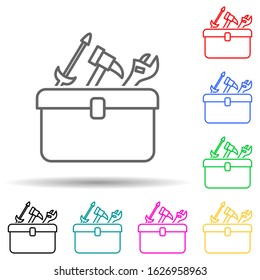 tools bag multi color style icon. Simple thin line, outline vector of cars service and repair parts icons for ui and ux, website or mobile application