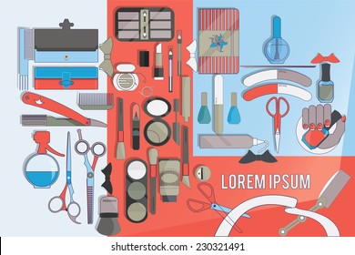 Tools for beauty care. Flat design