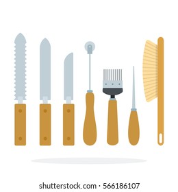 Tools of the beekeeper vector flat material design object. Isolated illustration on white background.