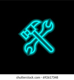 Tools blue glowing neon ui ux icon. Glowing sign logo vector