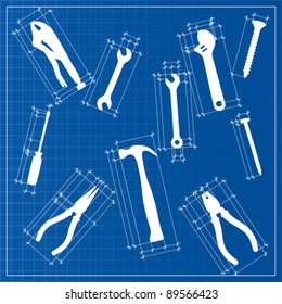tools blueprint sketch, vector