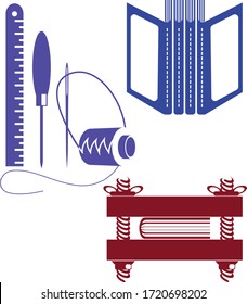 tools for bookbinder flat silhouette