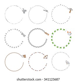 Tools borders circle set
