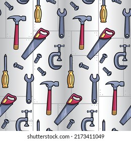 Tools Box Cartoon Seamless Pattern