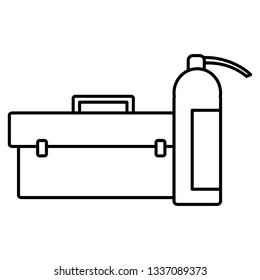 tools box mechanic with extinguisher