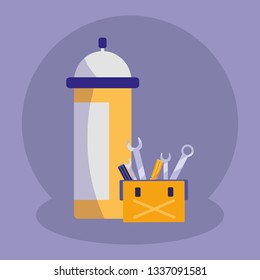 tools box mechanic with extinguisher