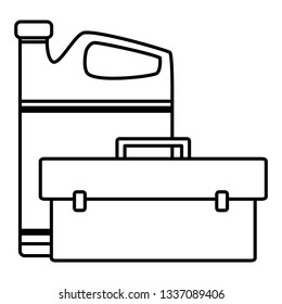 tools box mechanic with oil gallon