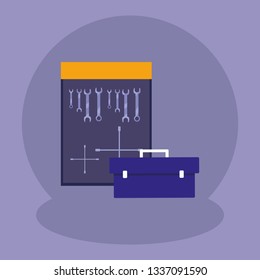 tools box mechanic with screwdrivers
