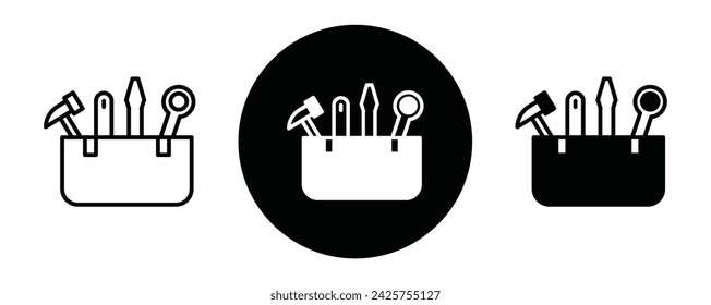 Tools box outline icon collection or set. Tools box Thin vector line art