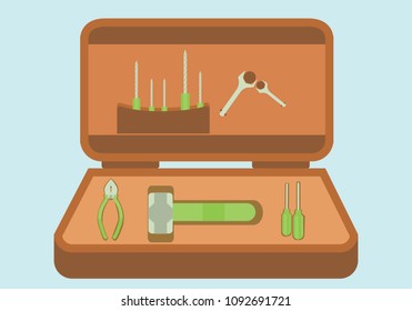 tools box with power tools vector illustration.