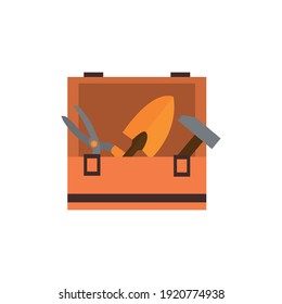 Herramientas en un cuadro. Ilustración vectorial sobre fondo blanco aislado.