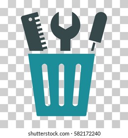 Tools Bucket vector icon. Illustration style is a flat iconic bicolor soft blue symbol on a transparent background.